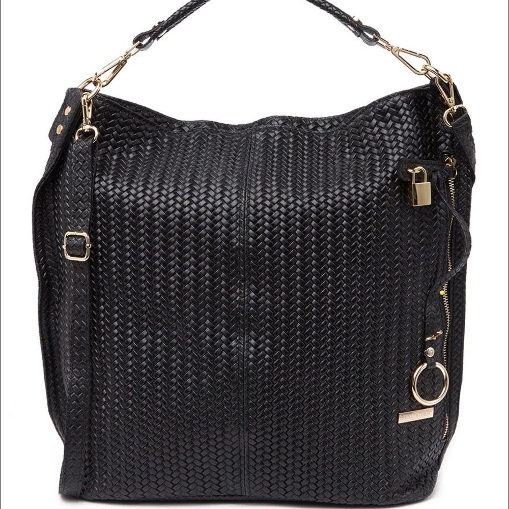 Renata Corsi  Black large leather hobo style bag